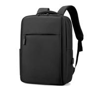 AURIVEE Mochila para Ordenador Portátil 16 Pulgadas, Puerto USB y Correa para Maleta, Unisex Estudiante Viaje, Bolso Diario Profesor Antirrobo en Negro