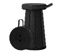 AURIVEE Taburete Plegable Telescópico Portátil con Cojín, para Camping, Pesca, Senderismo, Barbacoa, Ligero y Plegable, Carga 200kg (Negro)