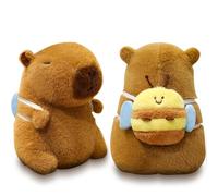 AURIXOEU Capybara Peluche, 25 CM Muñeco Capibara, Simulación Carpincho Juguetes, Lindo Peluche Carpincho, Capibara con Mochila de Abeja, Regalo de Cumpleaños para Niñas y Niños