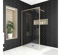 Mampara de ducha fija Golden Edge (An x Al: 120 x 200 cm, Cepillado, Oro)