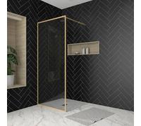 Mampara de ducha fija Golden Edge (An x Al: 90 x 200 cm, Cepillado, Oro)