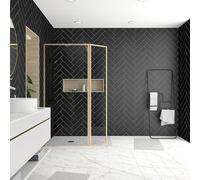 Mampara de ducha fija Walk-In Golden Edge (An x Al: 130 x 200 cm, Cepillado, Oro)