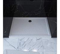 AURLANE Plato de ducha rectangular extra plano de acrílico reforzado blanco - acabado piedra