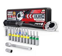 Aurlloct Jeu de Clé de Dynamométriques 1/4'', 2-24 Nm Clé de Torsion, Avec Rallonge de 10 cm Précision D'erreur ± 4%, Pour Changement de Bicicletta Pneus et Réparation à Domicile, 23 Piezas