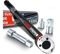 Aurlloct Juego de Chave Dinamométrica 3/8", 10-140 Nm Llave Dinamométrica, Extensión de 7,5 cm, Adaptador de 3/8" a 1/2", Adaptador de 3/8" a 1/4", Precisione ± 3%, para Coche y Moto