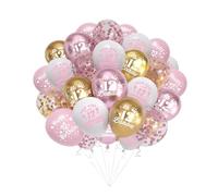 Aurmonigo Decoraciones de cumpleaños número 12, color rosa, 50 globos para fiestas de cumpleaños número 12, globos de látex impresos de 12 pulgadas para decoración de fiesta de niñas de 12 años