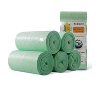 AURMOO Bolsas de Basura 8L, Bolsas de Basura Biodegradables, Müllbeutel, Bolsa de Residuos Biológicas,bolsa organico de Cocina, 200 Pièces(W40xH43cm,Verde)