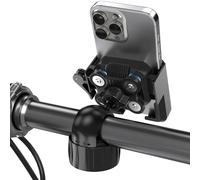 AUROAY Soporte Movil Moto/Bicicleta ABS Universal : 4 Amortiguadores Antivibración, 360° Rotación, Manillar 17.5-30mm y Teléfonos 4.7-7" - ¡Sujeta y Protege!