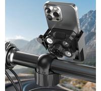 AUROAY Soporte Movil Moto/Bicicleta ABS Universal : 4 Amortiguadores Antivibración, 360° Rotación, Manillar 17.5-30mm y Teléfonos 4.7-7" - ¡Sujeta y Protege!