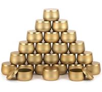 Auroh Paquete de 24 latas de velas doradas, tarros de velas de 4 onzas para hacer velas, tarros ideales para hacer velas para profesionales y aficionados