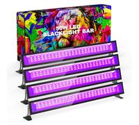 AUROHOPE 4x50W LED Luz Negra, Lampara UV 385nm con Interruptor & Soporte Ajustable de 180°, Impermeable IP66, Luz Ultravioleta para Fiestas o Decoración de Halloween