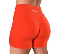 AUROLA Dream Collection - Pantalones Cortos de Entrenamiento para Mujer, Cintura Alta, Pantalones Cortos Deportivos sin Costuras, Tangerine Tango, S