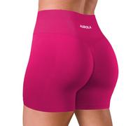 AUROLA Dream Collection - Pantalones Cortos de Entrenamiento para Mujer, Cintura Alta, Pantalones Cortos Deportivos sin Costuras, Rosado, S