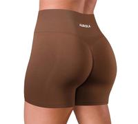 AUROLA Dream Collection - Pantalones Cortos de Entrenamiento para Mujer, Cintura Alta, Pantalones Cortos Deportivos sin Costuras, Capuccino, S