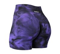 AUROLA Dream Tie Dye - Pantalones Cortos de Entrenamiento para Mujer, sin Costuras, Suaves y Activos, Tie Dye Morado-Negro, S