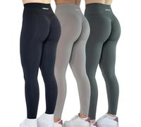 AUROLA Leggings de intensificación para Mujer, Pack (Negro/Acero/Gris Plateado Sconce), L