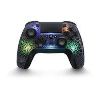 AUROLYNNEl controlador wiress del PS-4 Gamepad es compatible con el PS-4 / Slim/Pro/PC y cuenta con un diseño único de la superficie de la grieta/botón trasero programable/superturbo