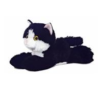 Aurora, 12743, Mini Flopsie Maynard The Cat, 20 cm, Peluche, Blanco y Negro