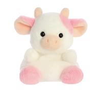 Aurora, 33765, Palm Pals Belle Strawberry Cow 5In, Soft Toy, Blanco y Rosa