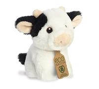 Aurora, 35072, Eco Nation Mini Vaca, 13cm, Peluche, Negro & Blanco