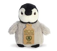 Aurora, 35083, Eco Nation Mini pingüino, 13cm, Peluche ecológico, Gris