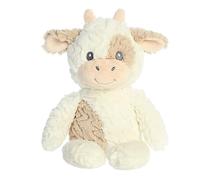 Aurora Adorable Huggy Collection Clover Cow - Animal de peluche para bebé, compañero reconfortante, estimulación sensorial, color blanco, 13 pulgadas