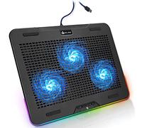 KLIM Aurora - Base Refrigeradora Portatil RGB - 11" a 17" + Refrigerador Portátil gaming + Ventilador USB + Estable y resistente base de aluminio + Gran compatibilidad + NUEVA