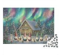 Aurora Boreal Cabaña Navideña Puzzle de 1000 Piezas Puzzle para Adultos Escena Nocturna Puzzle para Toda la Familia 52x38cm/1000pcs