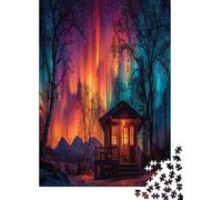 Aurora Boreal, la cabaña está cálidamente iluminada Rompecabezas Rompecabezas Juego De Habilidad para Toda La Familia 38x26cm/1000pcs