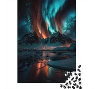 Aurora Boreal Montaña Puzzle de 1000 Piezas Papel para Adultos Cielo Nocturno Paisaje Enfocar Decoración Hogar Relajación Regalo 52x38cm/1000pcs