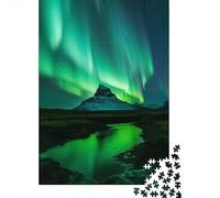 Aurora Boreal Paisaje de Montaña Puzzle de 1000 Piezas Papel para Adultos Noche Polar Juego de Puzzle 1000 Piezas Familia Relajación Enfoque Decoración 70x50cm/1000pcs