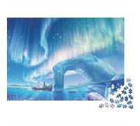 Aurora Boreal Puzzle de 1000 Piezas Papel para Adultos Glaciar Ártico Juego de Puzzle 1000 Piezas Decoración Hogar Relajación Familia 38x26cm/1000pcs