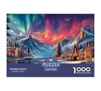 Aurora Boreal Town Puzzle 1000 Piezas Entretenimiento Creativo Regalo DiVersión Obra De Arte Rompecabezas Desafiante Noches De Juegos Adultos Y Niños A Partir De 12 Años 70x50cm/1000pcs