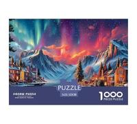 Aurora Boreal Town Puzzle 1000 Piezas para Entretenimiento Creativo Clásicos Regalos Decoración del Rompecabezas Juguetes Desafiantes Adultos Y Niños A Partir De 12 Años 52x38cm/1000pcs