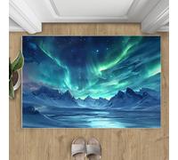Aurora Borealis - Alfombra de 140 x 200 cm, diseño de cielo estrellado para sala de estar, antideslizante, de pelo corto, lavable a máquina, suave, para decoración del hogar