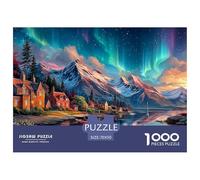 Aurora Borealis Ciudad Puzzle 1000 Piezas Pasatiempo Creativo Regalo Diversión Decoración del Rompecabezas Desafiante Noches De Juegos Adultos Y Niños A Partir De 12 Años 70x50cm/1000pcs