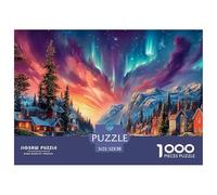 Aurora Borealis Ciudad Puzzle cómodo 1000 Piezas para Entretenimiento Creativo Clásicos Regalos Decoración del Rompecabezas Juguetes Desafiantes para Adultos Y Niños 52x38cm/1000pcs
