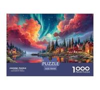 Aurora Borealis Ciudad Puzzle Hermosa 1000 Piezas para Pasatiempo Creativo Clásicos Regalos Decoración del Rompecabezas Desafiante Noches De Juegos para Adultos Y Niños 70x50cm/1000pcs