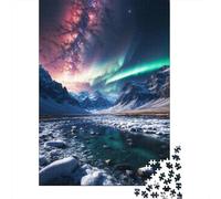 Aurora Celeste Puzzle para Adultos Puzzle de 1000 Piezas Papel Río Congelado Relajante Mejora Atención Actividad Familiar Decoración Regalo 38x26cm/1000pcs
