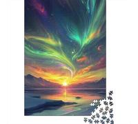 Aurora Cielo Fantasía Rompecabezas 1000 Piezas para Adultas, Cart贸n Reciclado Resistente, Regalo Amigos, Rompecabezas Vacaciones Indoor 52x38cm/1000pcs