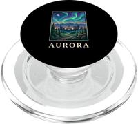Aurora Colorado Retro Horizonte Aurora Boreal Montaña Ciudad PopSockets PopGrip para MagSafe