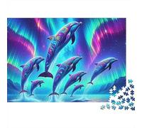 Aurora Delfín Puzzle para Adultos Puzzle de 1000 Piezas Océano Nocturno Relajación Decoración Hogar 38x26cm/1000pcs
