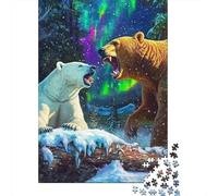 Aurora enfrentamiento de Osos Rompecabezas 1000 Piezas Papel para Adultos Entrenamiento Mental decoración Regalo 70x50cm/1000pcs
