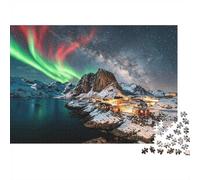 Aurora Fjord Jigsaw Puzzles 1000 Piezas Material Reciclado Nordic Village Adult Jigsaws Desarrolla Boy & Girl‘s Inteligencia Padre-Hijo Game Activity 38x26cm/1000pcs
