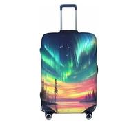 Aurora Forest Starry Lake Reflection - Funda elástica para equipaje de viaje, protector de maleta, funda de equipaje impresa antiarañazos, Black, XL