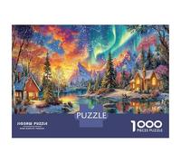 Aurora Invierno Escena 1000 Piezas Rompecabezas DIY para Desarrollar Competencias En Resolución De Problemas Lago Aurora y Bosque excelente para Animar Fiestas Y Regalos para Conocedores 52x38cmcs