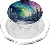 Aurora Northern Lights Winter Stars Acuarela PopSockets PopGrip para MagSafe