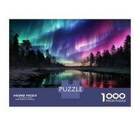 Aurora Noruega Rompecabezas De Cartón Premium 1000 Piezas Puzzles Bosque Aurora con Juego Educativo Descompresión para Decoración De Paredes, Regalos para Mujeres Y Hombres 70x50cm/100