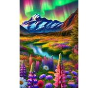 Aurora On Mountains: Size 6" x 9" (365 lined pages) Hard Cover Notebook