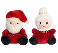 Aurora Paquete de 2 Palm Pals Christmas Holiday 5 pulgadas de peluche, Papá Noel y la señora Claus
